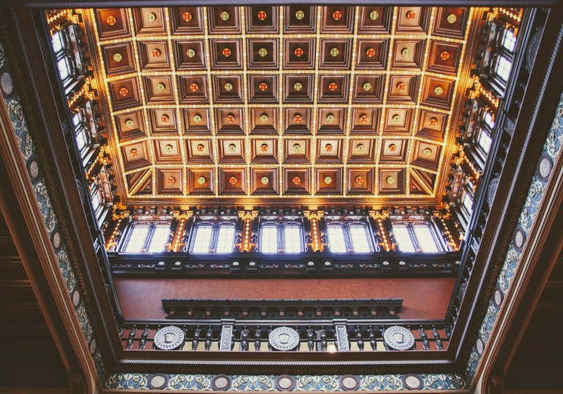 Image of the ceiling at the The Julia Ideson Building in Downtown Houston, Texas