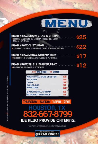 Krab Kings Menu