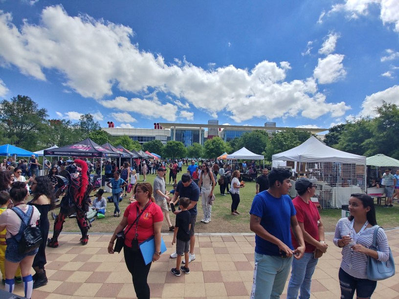 A wide shot of the Spring International Fest in front of the George R. Brown Convention Center
